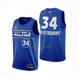 Camiseta All Star 2021 Milwaukee Bucks Giannis Antetokounmpo NO 34 Azul